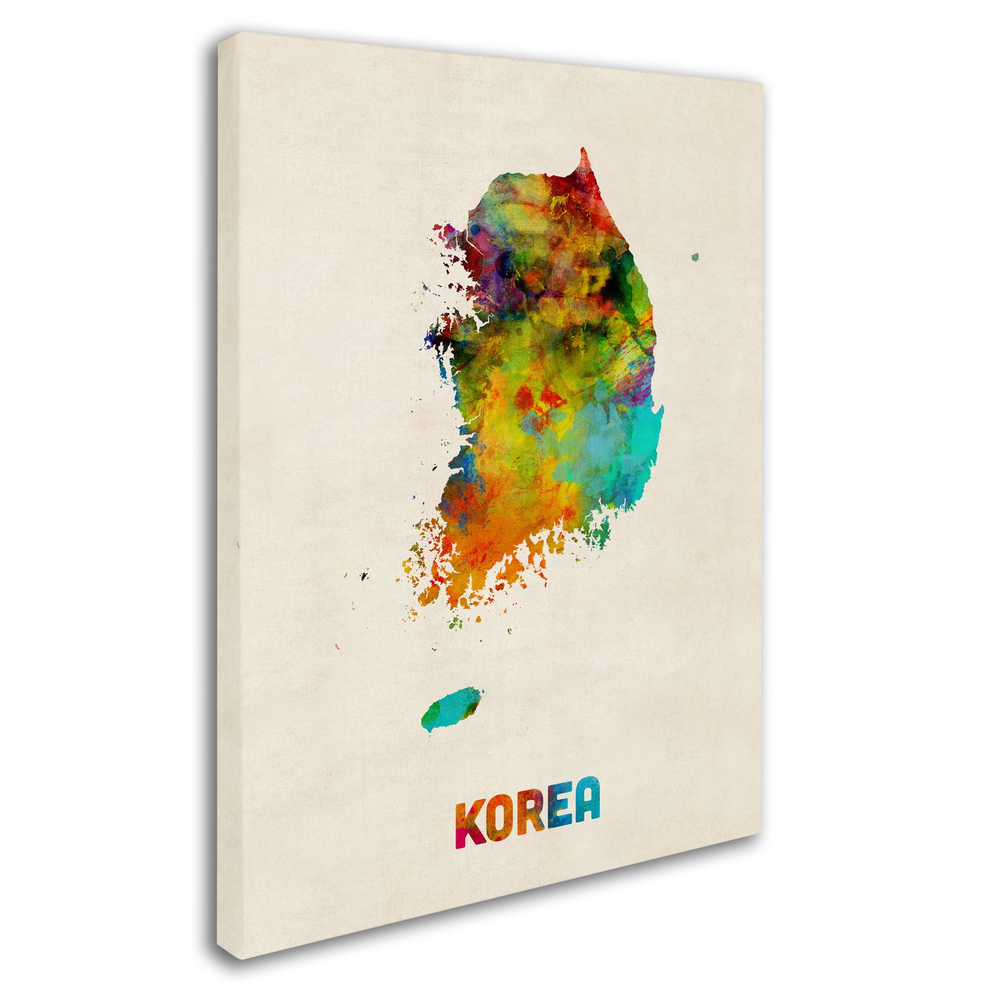 Trademark Fine Art "Korea Watercolor Map" Canvas Art by Michael Tompsett