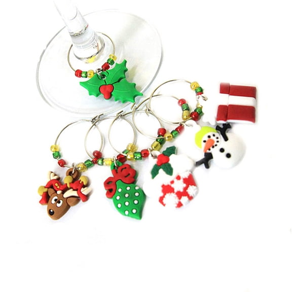 ELAYARD 6 Pcs Glass Marker Hoops Assorted Color Silicone Decorate Wine Glasses Party Supplies