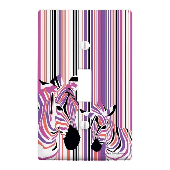 Zebra Stripes Pink Purple Orange Plastic Wall Decor Toggle Light Switch Plate Cover
