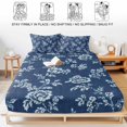 thumbnail image 5 of Queen Size Fitted Sheet Set - Spring Floral 3 Piece Bedding Sets 16" Deep Pocket Fitted Sheet with 2 Pillowcases, Watercolor Botanical Flowers Rustic Navy Blue Brushed Microfiber Hotel Bed Sheets, 5 of 9