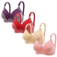 thumbnail image 1 of fheaev Summer Savings Clearance Front Closure Bras For Women Full Coverage Plus Size Bralette Bra 4PC Women Plus Size Lace Plaid Printing Non-Steel Ring Non-Magnetic Buckle Underwear Bra, 1 of 8