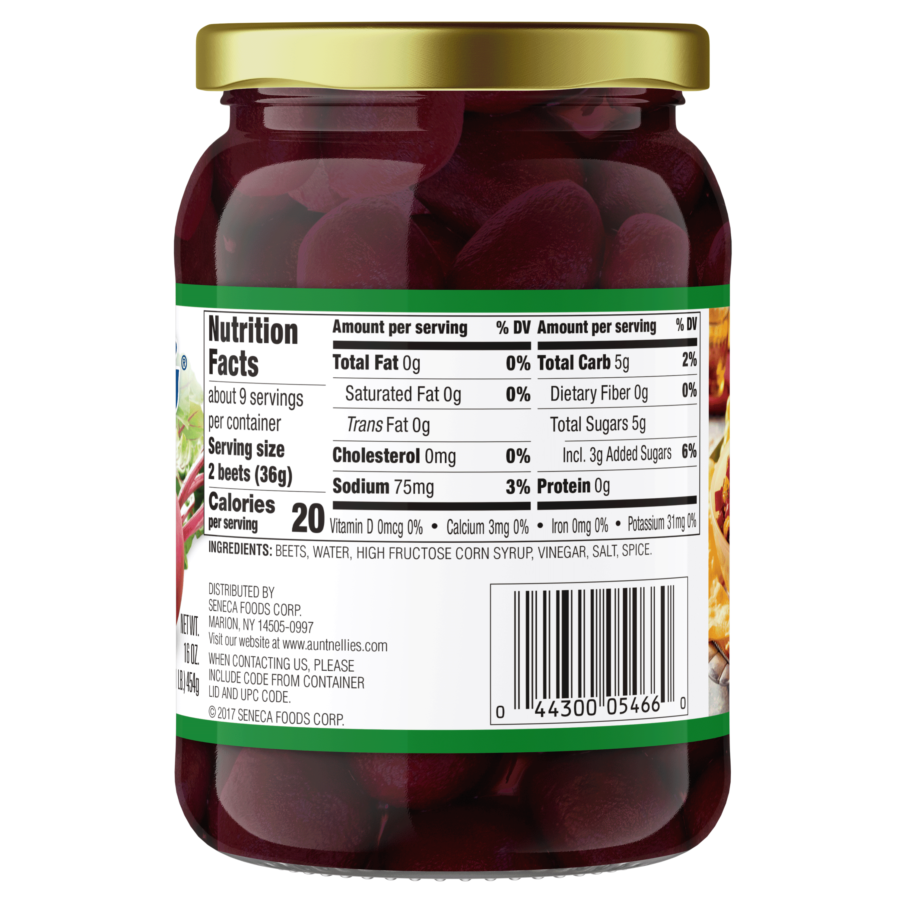 (12 pack) Aunt Nellie's Whole Pickled Beets 16 Oz Jar