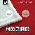thumbnail image 6 of Deniau Flannel Reversible Sherpa Throw Blanket - Super Soft, 90" x 90", Red, 6 of 10