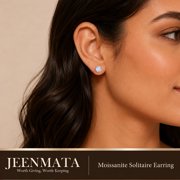 JeenMata 2 Carat Round Solitaire Moissanite Stud Earrings for Women, Earrings for Men, 18K White Gold Plated, Hypoallergenic Earrings, D VS1, Stud Earring for Woman, Jewelry, Gift, Earrings