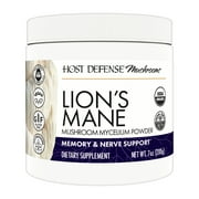 Host Defense, Lion's Mane Powder, Supports Mental Clarity, Focus and Memory, Mushroom Supplement, 7 Ounce, Plain
