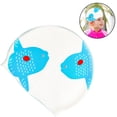 thumbnail image 1 of 1 Pieces Swim Caps Waterproof Comfy Bathing Caps Non-Slip Cartoon Kids Swimming Hat-blue and white, 1 of 5