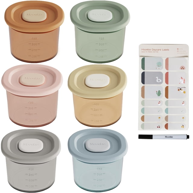 Contenedores de comida para bebés Moonkie de silicona de 120 ml con tapas herméticas