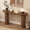 Brown, variant on Fluted 55' Rustic Solid Wood Curved Console Table, Narrow Farmhouse Entry Table Behind Couch for Foyer Entrance Living Room Hallway