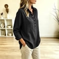 thumbnail image 4 of VBVC Women's Cotton Linen Henley Shirts , Ladies' Collared Long Sleeve Casual Blouses , Loose Fit Button Down Tunic Tops For Women, Black , S-3XL, 4 of 6
