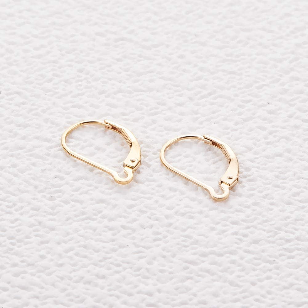 2 PCS 14K Gold Filled Leverback Earring Hooks 17x11mm Secure Ear Wire Findings for DIY Jewelry Making Dangle Earrings Handmade Earrings Gold for diy making