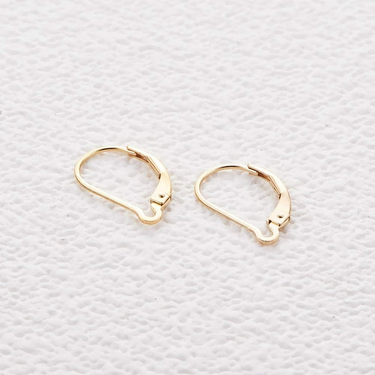 2 PCS 14K Gold Filled Lever Back Earring Hooks Findings Plain Leverback  Earrings for DIY Jewelry Making - 17x11mm 