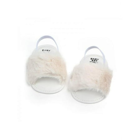 

Lavaport Baby Infant Girls Faux Fur Sandals Soft Sole Shoes Plush Slide