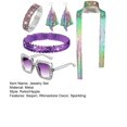 thumbnail image 7 of Yesbay 5 Pcs/Set Women Jewelry Set Sequin Rhinestone Decor Vintage 60s 70s Disco Party Favors Cosplay Earrings Sunglasses Bracelet Headband Scarf Set, 7 of 7