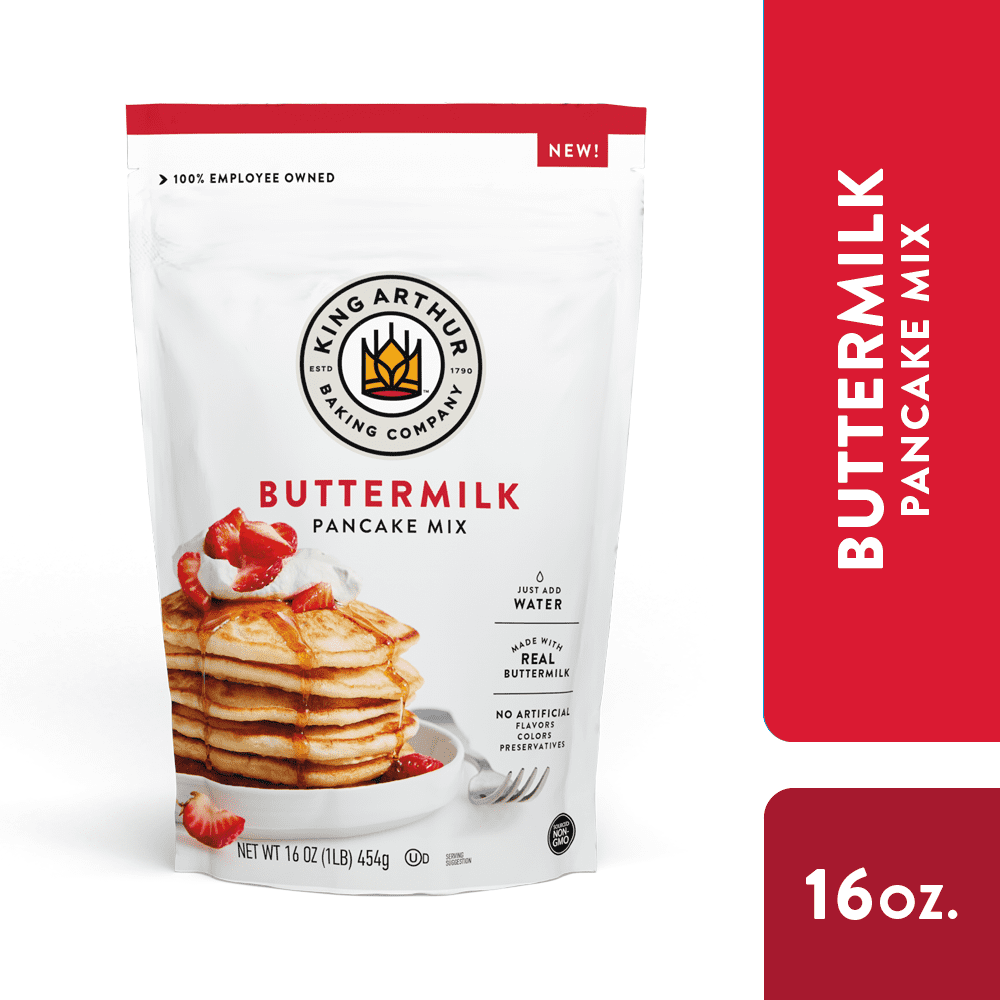 King Arthur Baking Company, Sourced Non-GMO Buttermilk Pancake Mix, 16 oz Resealable Bag