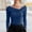 Navy, variant on Women Off Shoulder Tops Long Sleeve Cross Wrap Asymmetrical Blouses Tunics Top Casual Button Down Blouse Sexy Base Layer Shirts Trendy Dressy 2026 Blouse