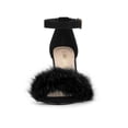 thumbnail image 6 of BLISSFUL STEP Women's Faux Fur Ankle Strap Block Heel Open Toe Sandals Black 9, 6 of 8