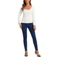 thumbnail image 2 of INSPIRE CHIC Women's Knit Long Bell Sleeve Blouse Dressy Casual Shirts Square Neck Top S White, 2 of 5