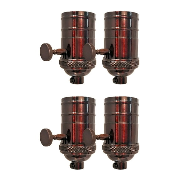Royal Designs, Inc. On/Off Vintage Turn Knob Lamp Socket for Incandescent LED Bulbs, Oil Rubbed Bronze, Set of 4