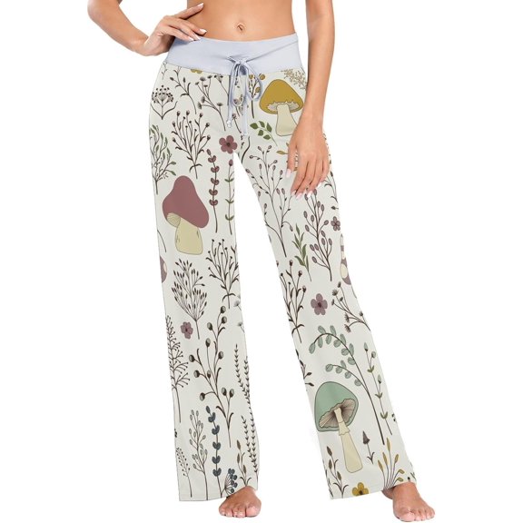 GZHJMY Women's Pajama Pants Colorful Wild Plants Comfy Stretch Sleepwear Essentials womens Lightweight Lounge Terry Pajama Pant, Small
