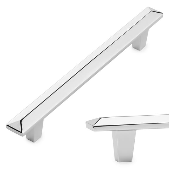 KOOFIZO 10 Pack Cabinet Pull - Chrome Furniture Handle, 5 Inch/128mm Screw Spacing