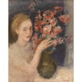 thumbnail image 3 of Joachim Weingart 12x14 Black Modern Framed Museum Art Print Titled - Girl at a Table with Flowers, 3 of 5