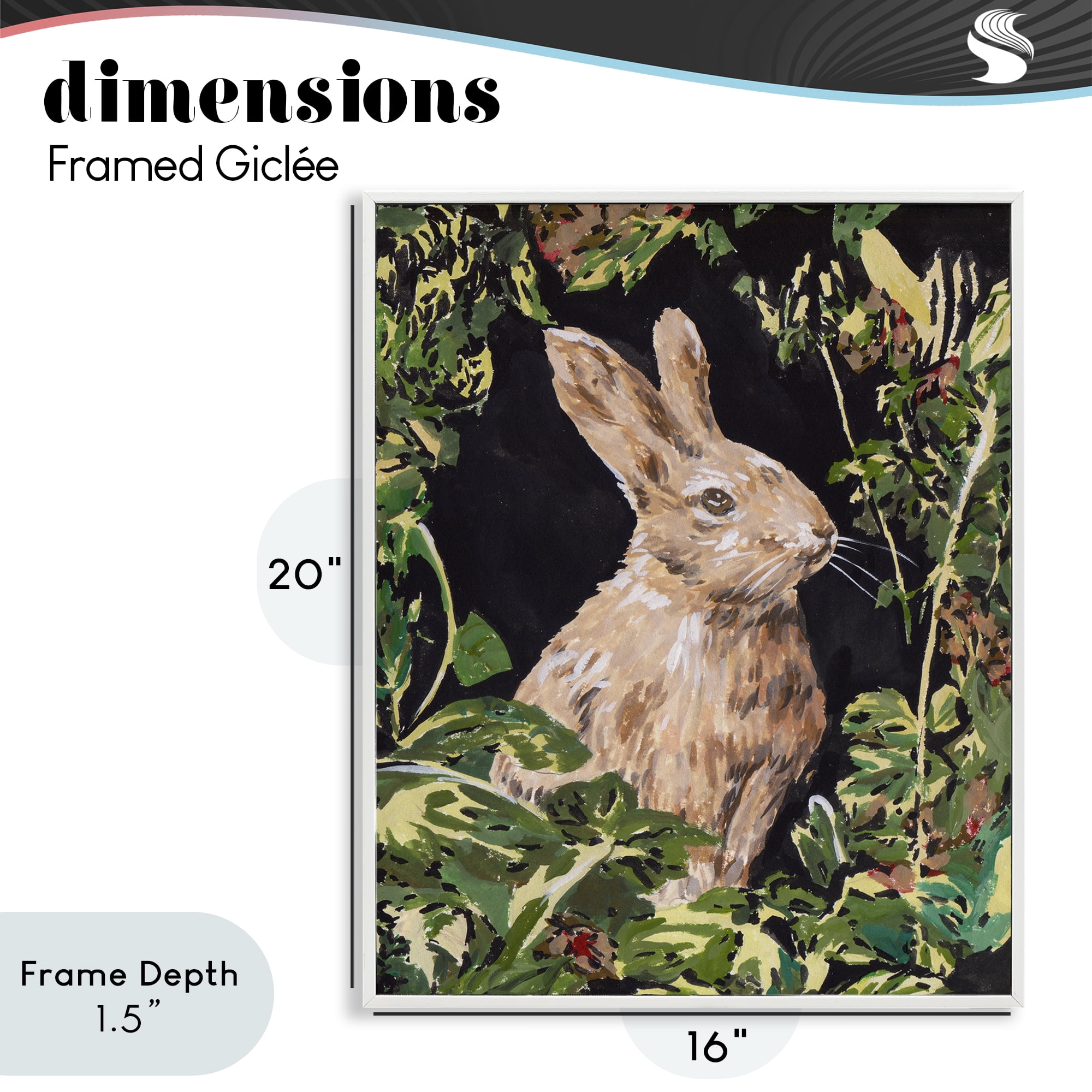 Stupell Industries Wreathed Botanicals Rabbit White Framed Giclee Art, design by Melissa Wang