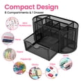 thumbnail image 7 of PHANCIR Mesh Desk Organizer, Black Pen Holder with 8 Compartments & 1 Drawer Stationery Supplies Organizers  for Office, Home,, 7 of 7