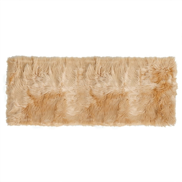 Soft Faux Sheepskin Fur Solid Plush Area Rug Carpet Pad for Bedroom