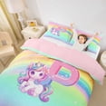 thumbnail image 3 of Erosebridal Cartoon Magical Animal Unicorn Kids Twin Bedding,Rainbow Gradient Letter P Duvet Cover Set For Girls,Reversible Pink 2 Pieces,No Comforter, 3 of 6