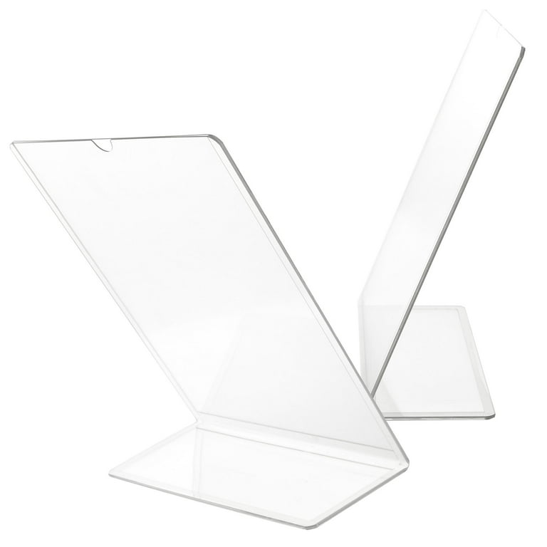 6 Pack Clear Sign Holders 8.5x11 - Table Top Plastic Display Stand