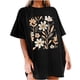 thumbnail image 1 of Faldas Cortas para Mujeres, Impresión de Flores Casual Oversized Camiseta de Manga Corta Top Hecho de 95% Poliéster 5% Spandex para Primavera Verano, Falda Corta de Verano, 1 of 7