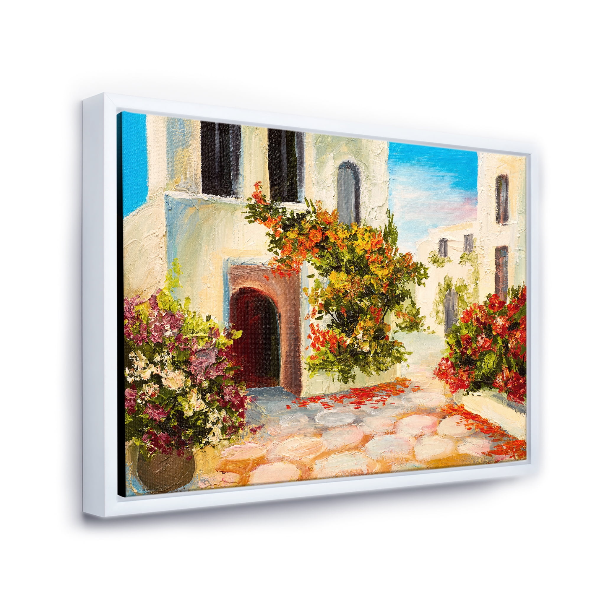 Designart 'The Mountain With Flowers With Little House I' Nautical & Coastal Framed Canvas Wall Art Print