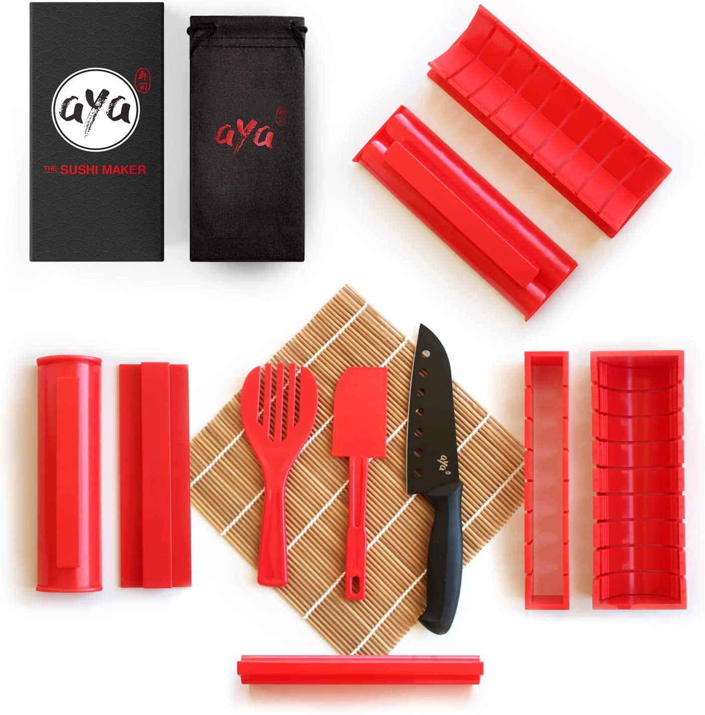 Aya Sushi Making Kit - Original Bazooka Kit - Sushi Knife - Video Tutorials - Sushi Maker - 2 Bamboo Mats - Paddle Spreader - 5 x Chopsticks