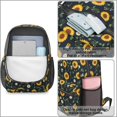 thumbnail image 4 of Sunflower and Bee Black Pattern 17" Waterproof Oxford School Backpacks for Teens, S-Shape Padded Straps, for School, Travel, Hiking, Camping, 4 of 5
