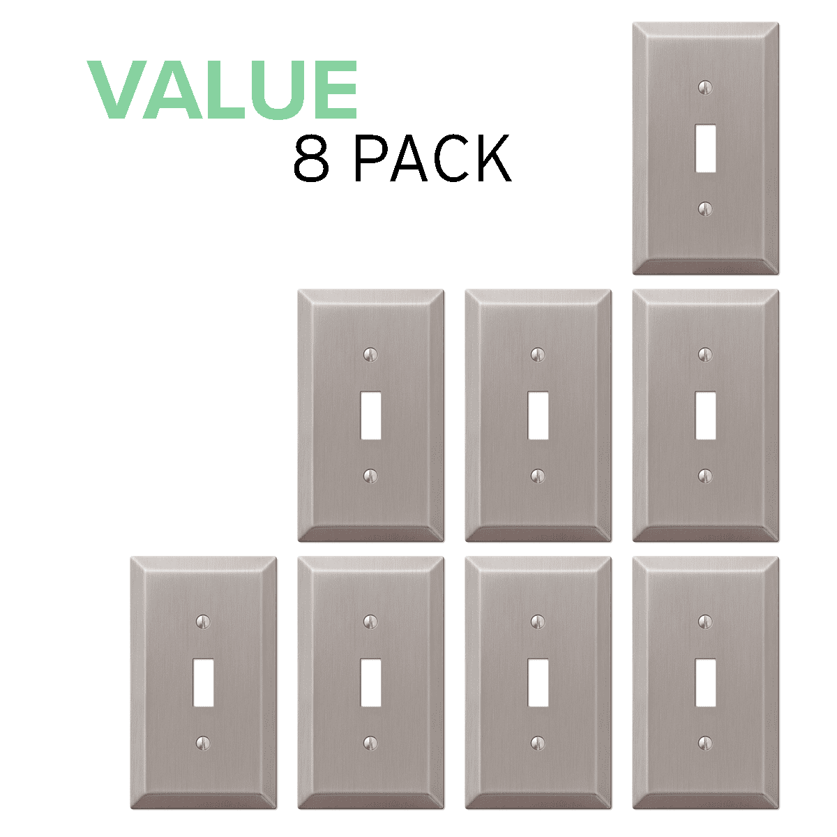 Value 8-Pack Toggle Light Switch Wall Plate Decorative, Brushed Nickel