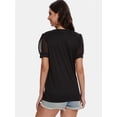thumbnail image 3 of Women's Swiss Dot Blouse - Sheer Puff Short Sleeve Lace Trim V-Neck Casual Dressy Top, 3 of 4