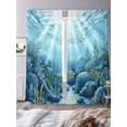 thumbnail image 3 of Summer Ocean Sheer Curtains 2 Panels Set Nautical Watercolor Sea Coral Seaweed Fish Marine Life Sheer Window Curtains Light Filtering Rod Pocket Voile Drapes for Bedroom Living Room 52"X84", 3 of 8