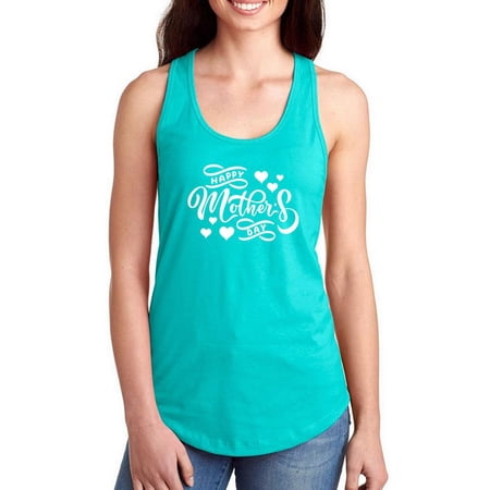 Mothers Day White Text Racerback Tank Women -Image by Shutterstock Female Small