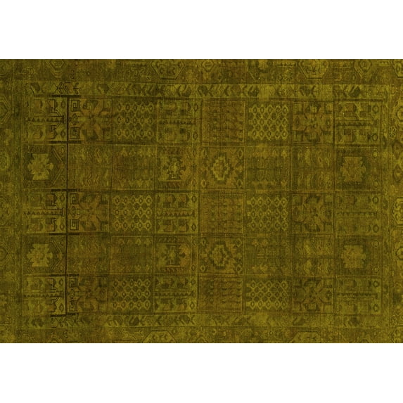 Ahgly Company Indoor Rectangle Abstract Yellow Modern Area Rugs, 2' x 5'