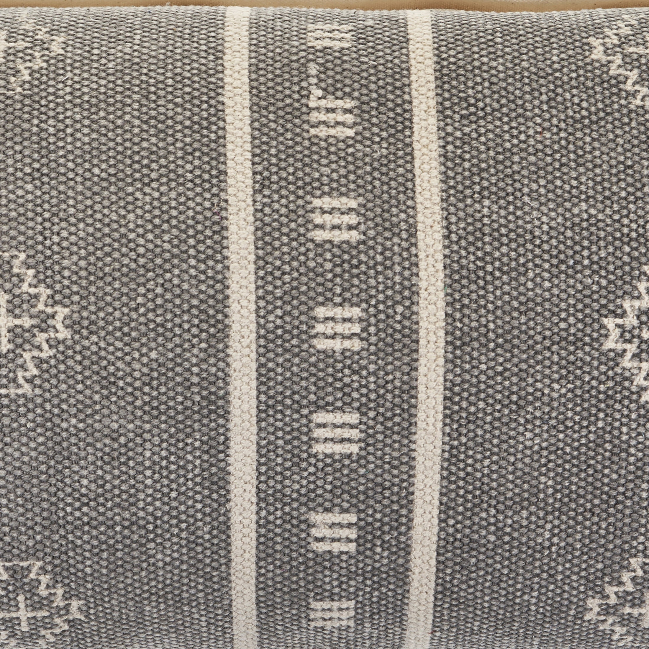Ox Bay Ava 14" x 36" Gray Boho Striped Cotton Adult Decorative Lumbar Throw Pillow Cover