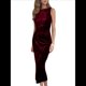 thumbnail image 3 of Vestido de Cóctel de Terciopelo Sin Mangas para Mujer, Vestido de Fiesta Midi con Cuello Vuelto y Abertura en la Espalda Fruncida, Vestido Ajustado Rojo XL, 3 of 8