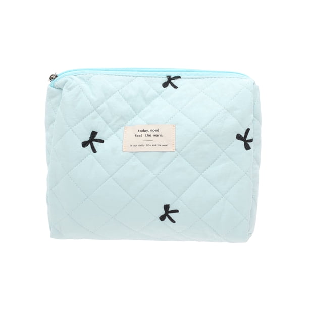 Bolsas de maquillaje bordadas con lazo únicas 1 Pc Azul Poliéster