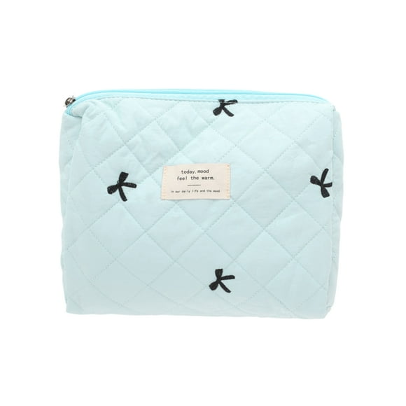 Bolsas de maquillaje bordadas con lazo únicas 1 Pc Azul Poliéster