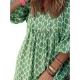 thumbnail image 4 of STARVNC Women Geometric Graphic V Neck Puff Sleeve Flowy Hem Maxi Dress, 4 of 5