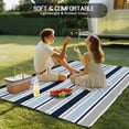 thumbnail image 4 of Navy Blue Gray Striped Outdoor Rug for Patio/Deck/Porch, Non-Slip Large Area Rug 4 x 6 Ft, Farmhouse Stripes Modern Abstract Art Indoor Outdoor Rugs Washable Area Rugs, Camping Rug Carpet Runner, 4 of 8