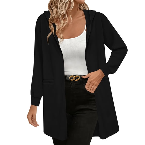 Women's Spring Fall Long Blazer Jackets Sleeve Lapel Pockets Loose Fit Work Casual Blazers Outerwear