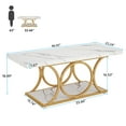 thumbnail image 2 of Tribesigns 47.24-inch Rectangle Coffee Table, 2-Tier Faux Marble Coffee Tables for Living Room, White Gold, 2 of 5