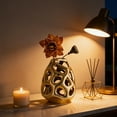thumbnail image 5 of Eoozwa Honeycomb Openwork Ceramic Flower Vase 6.88 Inch Hollowed Metallic Gold Silver Decor for Dried Flowers Modern Centerpiece for Living Room Dining Table Office, 5 of 6