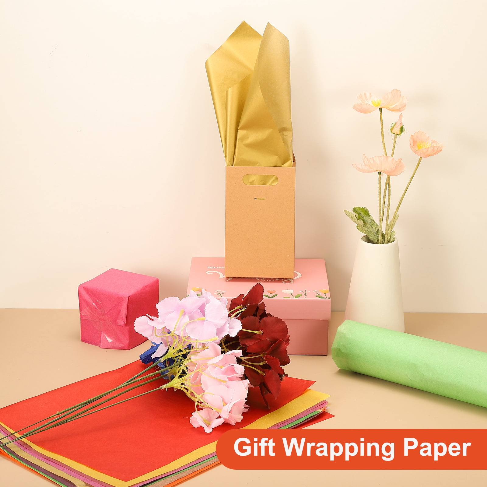 Uxcell 120 Sheets Colored Tissue Paper Bulk for Gift Bags, 19.7x13.8" Valentine's Day Tone Assorted Color Wrapping Paper for Craft Holidays Christmas Birthday Wedding Filler Flower Decor