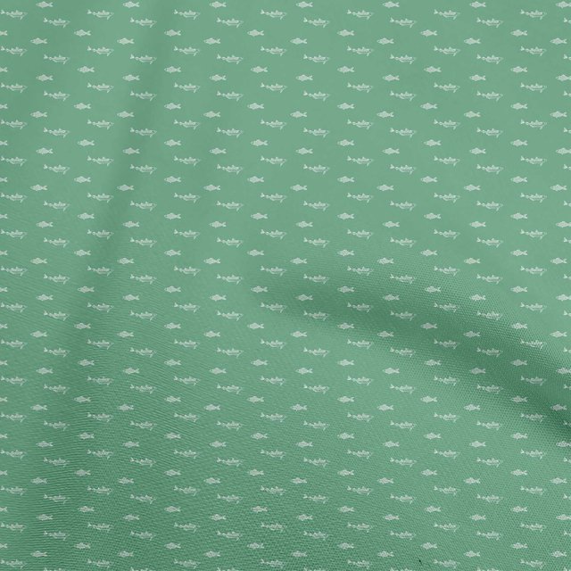 oneOone Cotton Poplin Sea Green Fabric Retro Fish Craft Projects Decor Fabric Printed By The Yard 42 Inch Wide